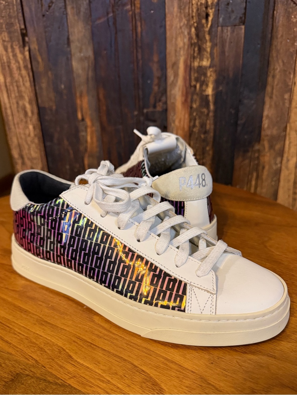 P448 Women’s Sneakers EU 37 Iridescent Monogram Leather Made Italy Low Top
